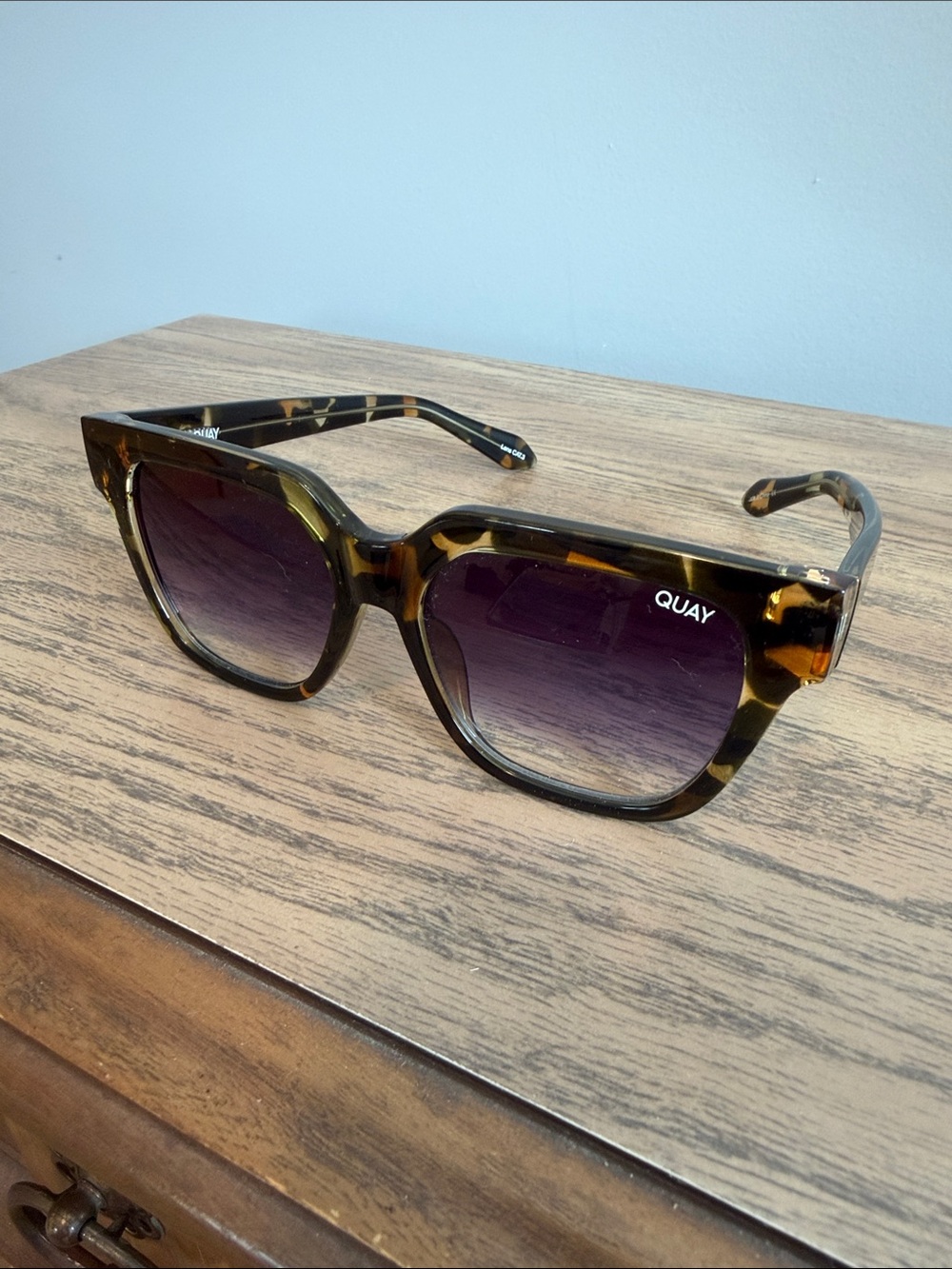 Quay Australia Tortoiseshell Sunglasses with Gradient Purple Lenses